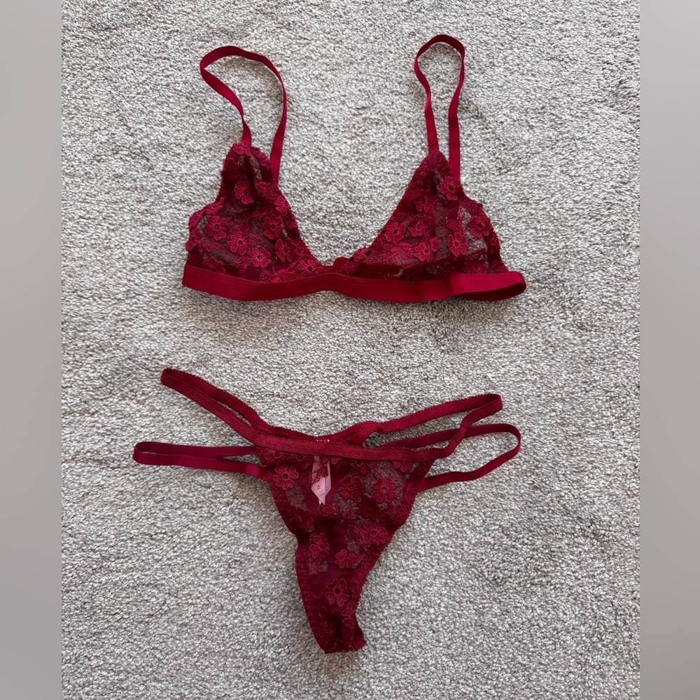 Kat The Label Lace Burgundy Lingerie Set
